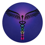 7 Chakras Caduceus Print Round Blanket