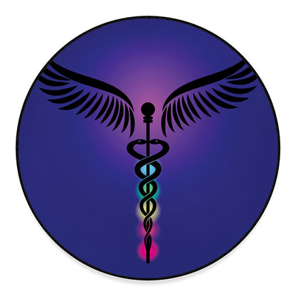 7 Chakras Caduceus Print Round Floor Mat