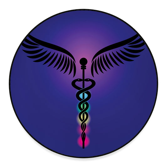 7 Chakras Caduceus Print Round Floor Mat