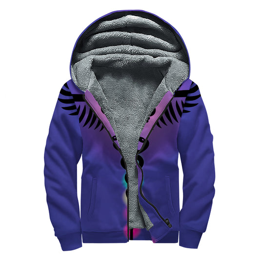7 Chakras Caduceus Print Sherpa Lined Zip Up Hoodie