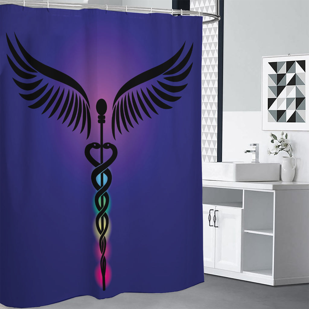 7 Chakras Caduceus Print Shower Curtain