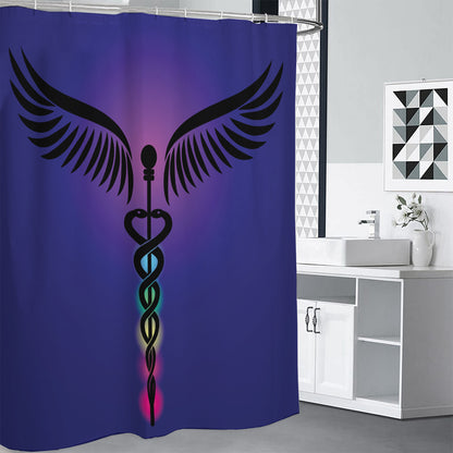 7 Chakras Caduceus Print Shower Curtain