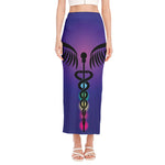 7 Chakras Caduceus Print Side Slit Maxi Skirt