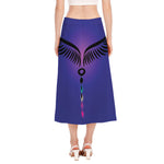 7 Chakras Caduceus Print Side Slit Midi Skirt