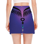 7 Chakras Caduceus Print Side Slit Mini Skirt