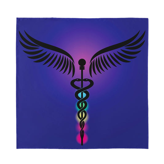 7 Chakras Caduceus Print Silk Bandana
