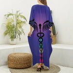 7 Chakras Caduceus Print Silk V-Neck Kaftan Dress
