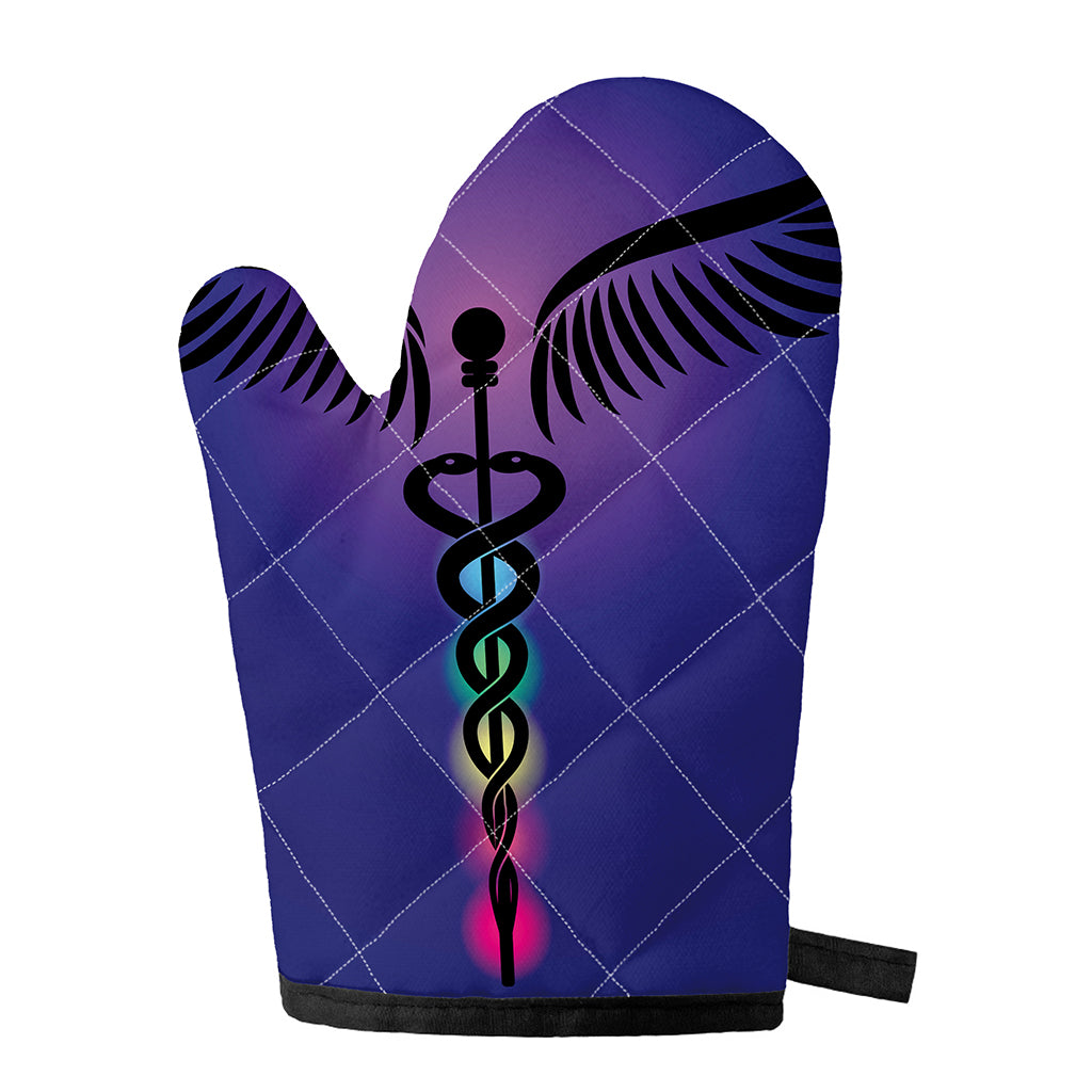 7 Chakras Caduceus Print Single Oven Mitt