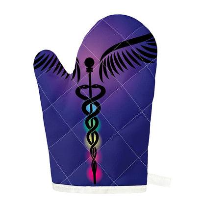7 Chakras Caduceus Print Single Oven Mitt