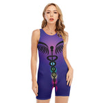 7 Chakras Caduceus Print Sleeveless One Piece Swimsuit