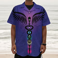 7 Chakras Caduceus Print Textured Short Sleeve Shirt