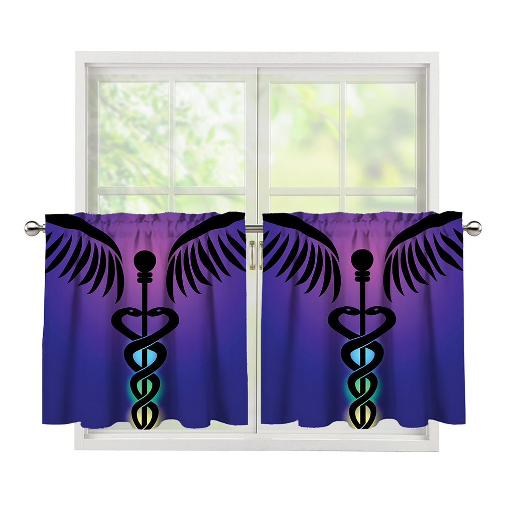 7 Chakras Caduceus Print Tier Curtains