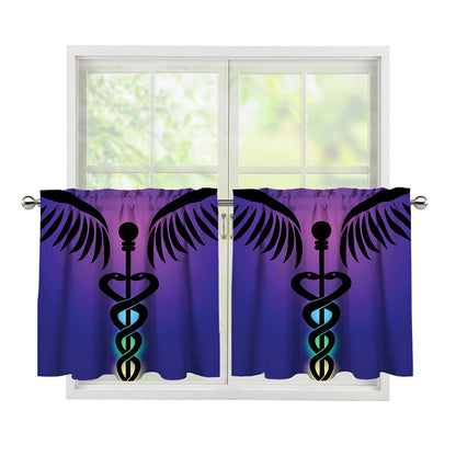 7 Chakras Caduceus Print Tier Curtains