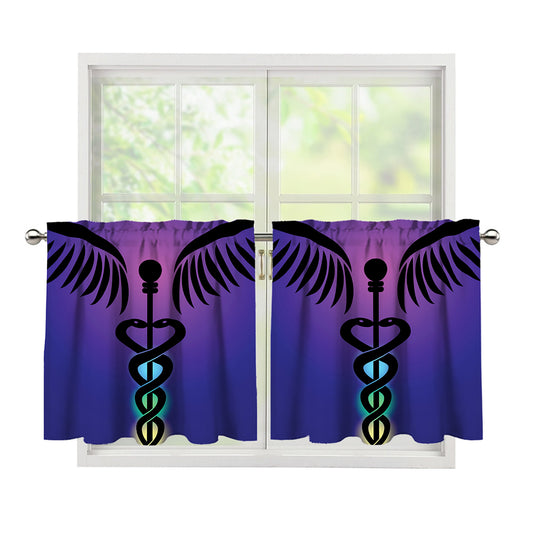 7 Chakras Caduceus Print Tier Curtains