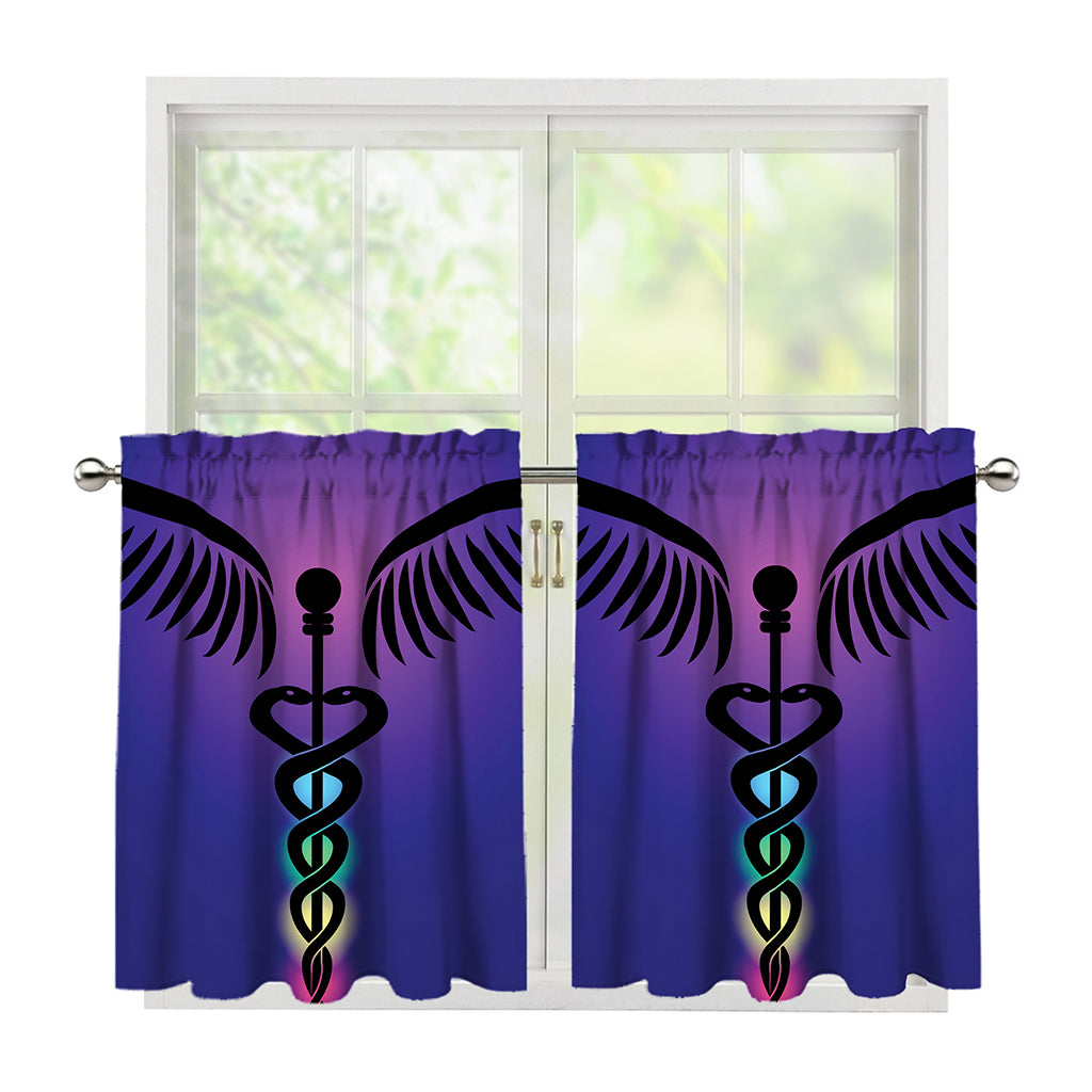 7 Chakras Caduceus Print Tier Curtains