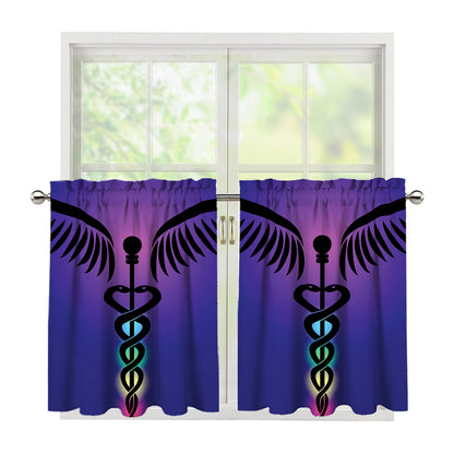 7 Chakras Caduceus Print Tier Curtains
