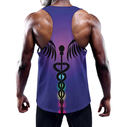 7 Chakras Caduceus Print Training Tank Top