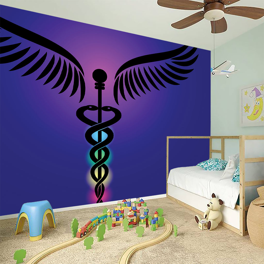 7 Chakras Caduceus Print Wall Sticker