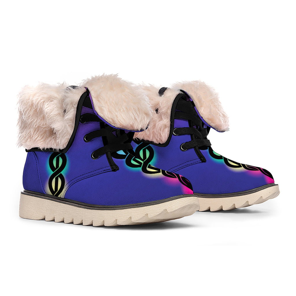 7 Chakras Caduceus Print Winter Boots