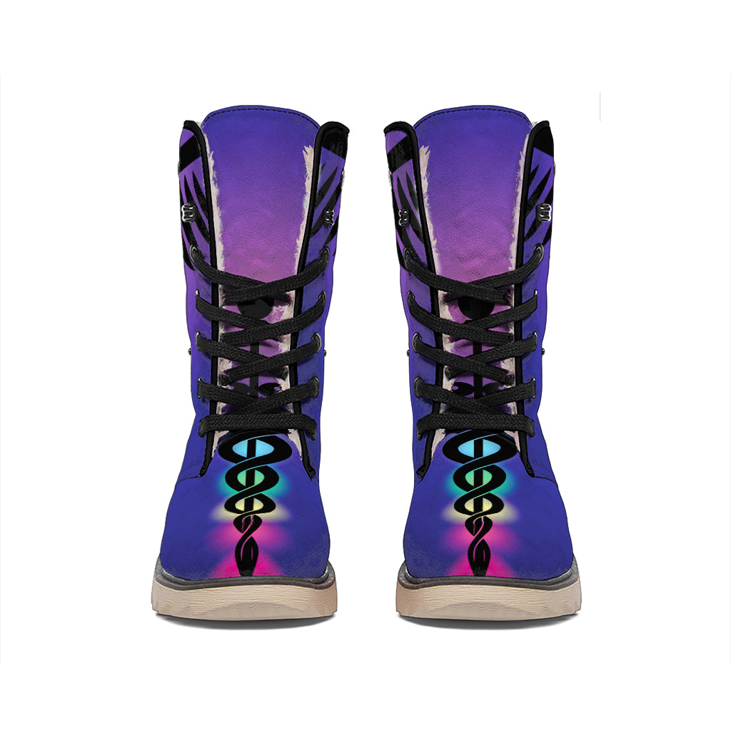 7 Chakras Caduceus Print Winter Boots