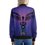 7 Chakras Caduceus Print Women's Bomber Jacket