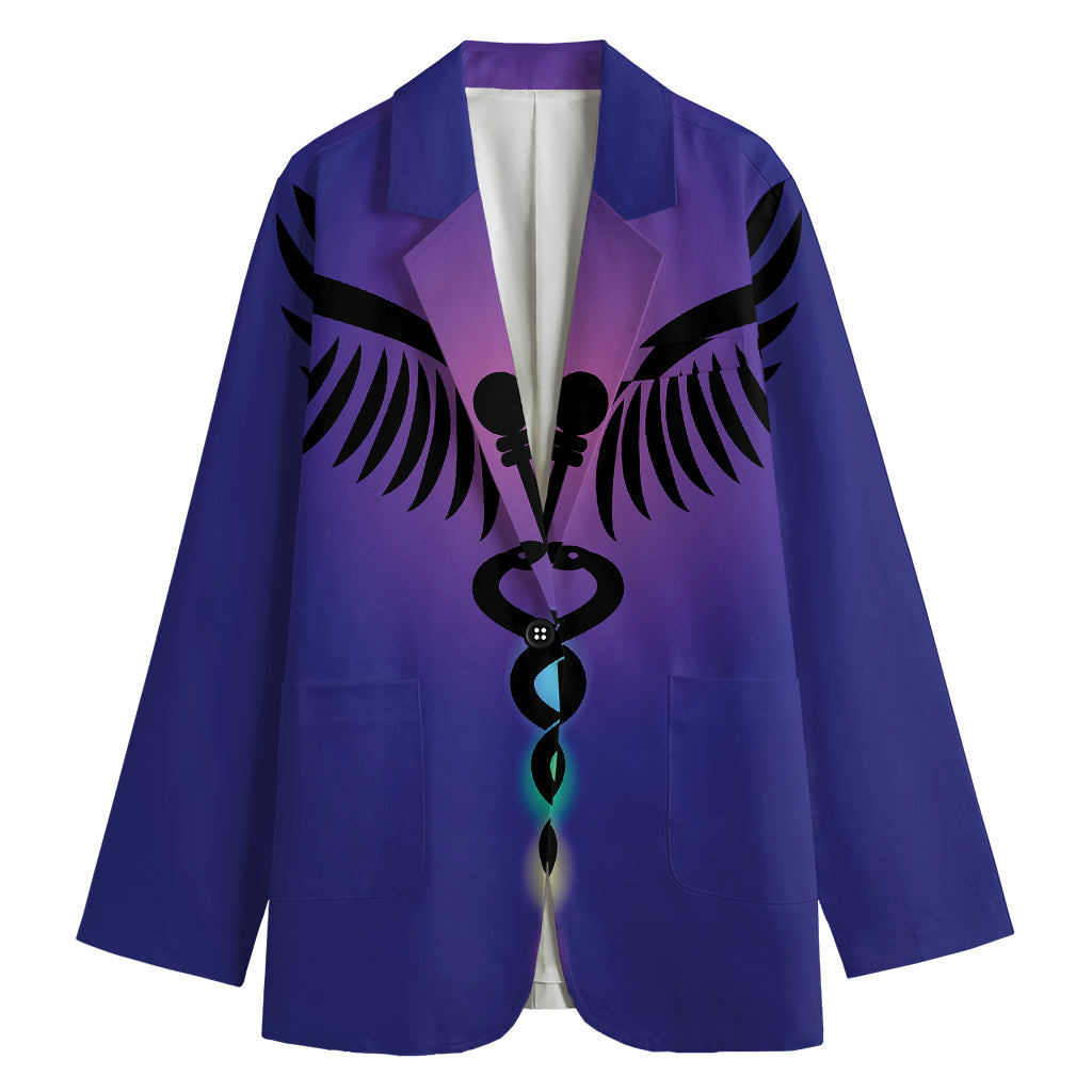 7 Chakras Caduceus Print Women's Cotton Blazer