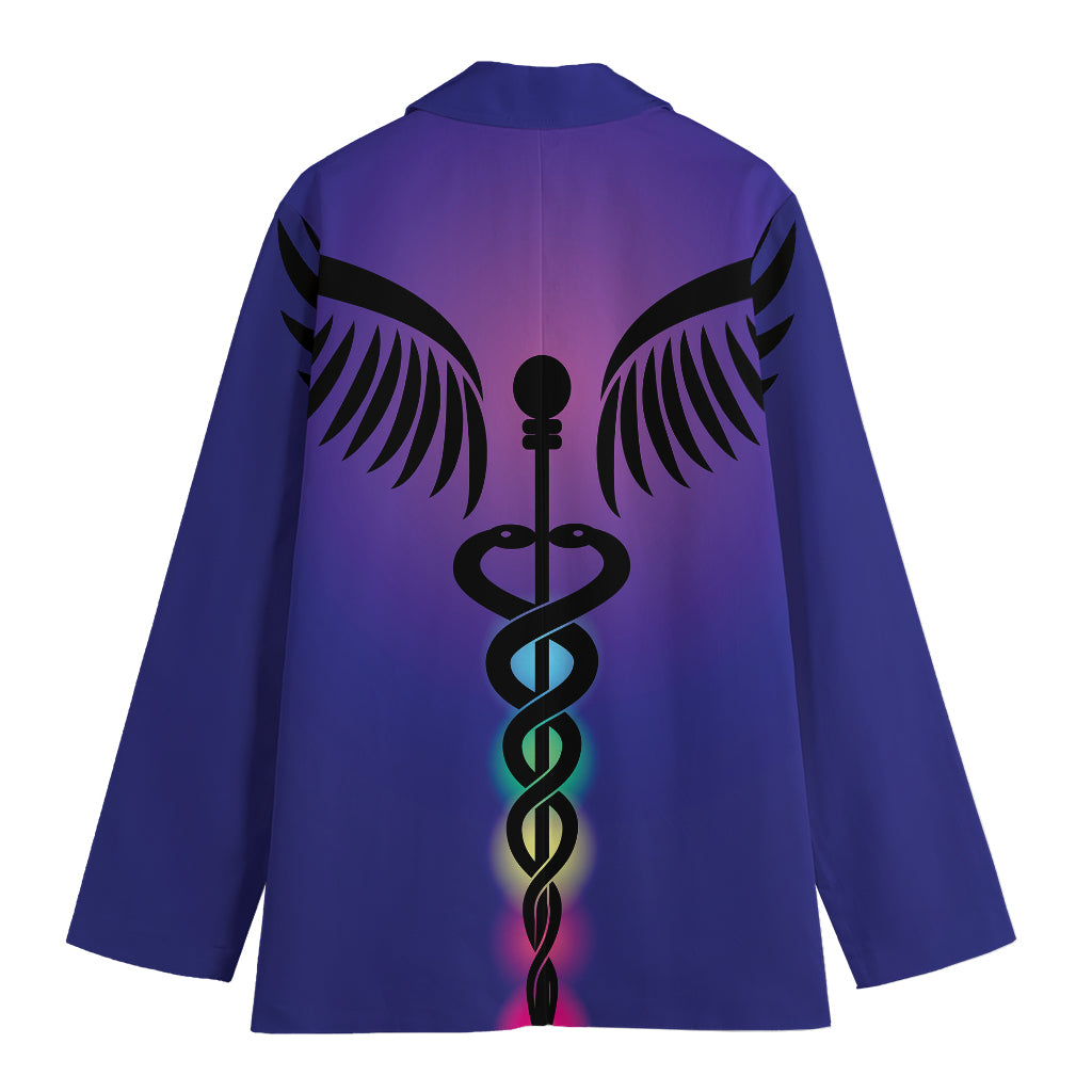 7 Chakras Caduceus Print Women's Cotton Blazer
