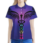 7 Chakras Caduceus Print Women's Polo Shirt