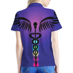 7 Chakras Caduceus Print Women's Polo Shirt