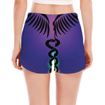 7 Chakras Caduceus Print Women's Split Running Shorts