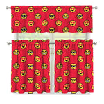 8-Bit Emoji Pattern Print 3 Piece Kitchen Curtains
