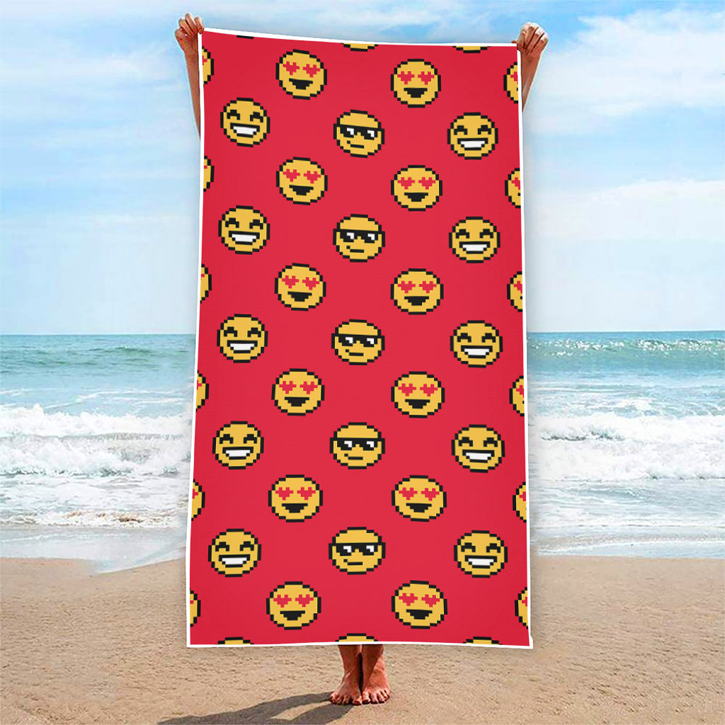 8-Bit Emoji Pattern Print Beach Towel