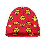 8-Bit Emoji Pattern Print Beanie