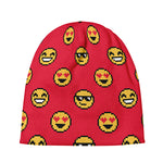 8-Bit Emoji Pattern Print Beanie