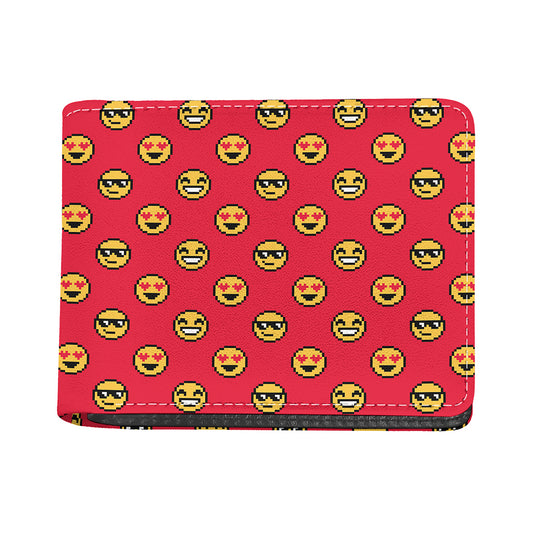 8-Bit Emoji Pattern Print Bifold Wallet