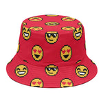 8-Bit Emoji Pattern Print Bucket Hat