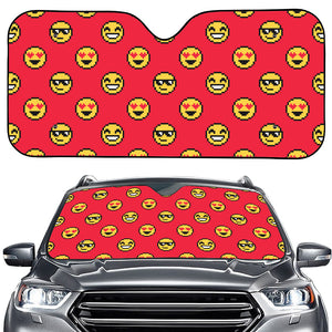 8-Bit Emoji Pattern Print Car Windshield Sun Shade