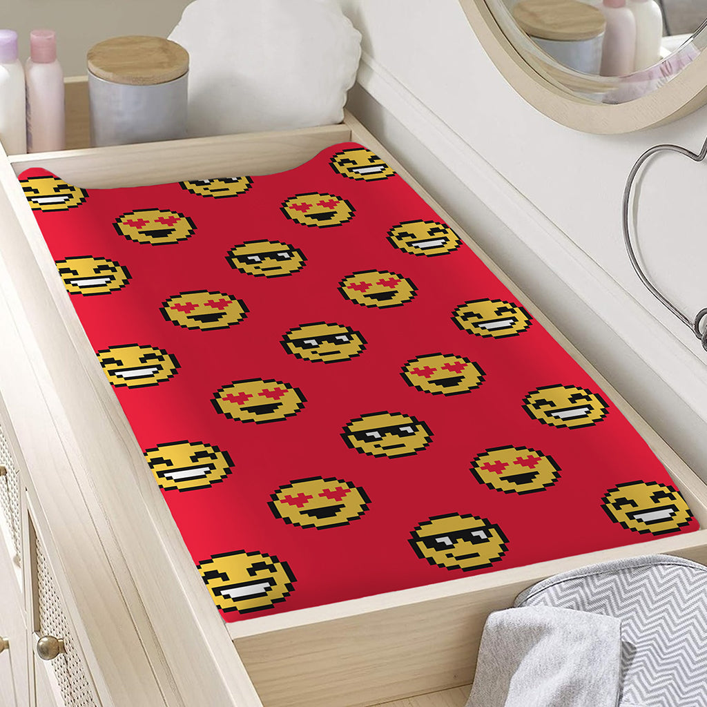 8-Bit Emoji Pattern Print Changing Pad Cover