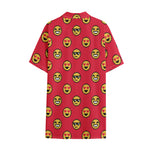 8-Bit Emoji Pattern Print Cotton Hawaiian Shirt