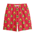 8-Bit Emoji Pattern Print Cotton Shorts