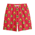 8-Bit Emoji Pattern Print Cotton Shorts