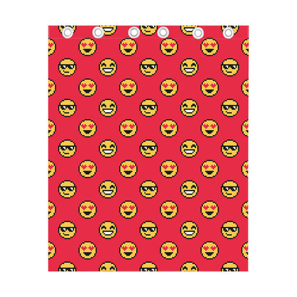 8-Bit Emoji Pattern Print Curtain
