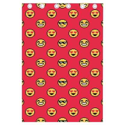 8-Bit Emoji Pattern Print Curtain