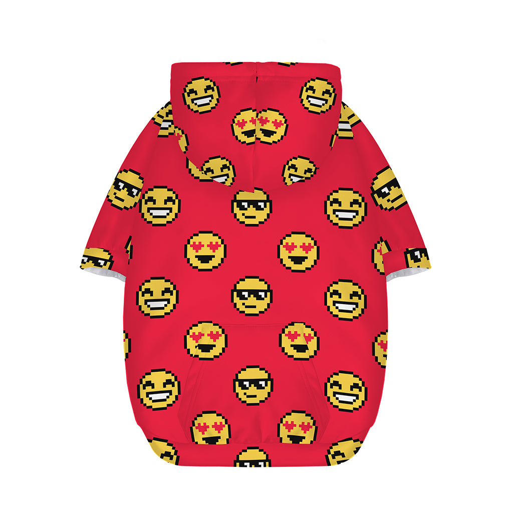 8-Bit Emoji Pattern Print Dog Zip Up Hoodie