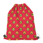 8-Bit Emoji Pattern Print Drawstring Bag