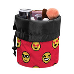 8-Bit Emoji Pattern Print Drawstring Makeup Bag