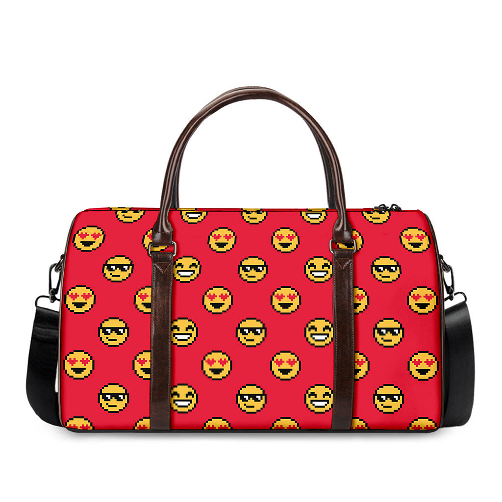 8-Bit Emoji Pattern Print Duffle Bag