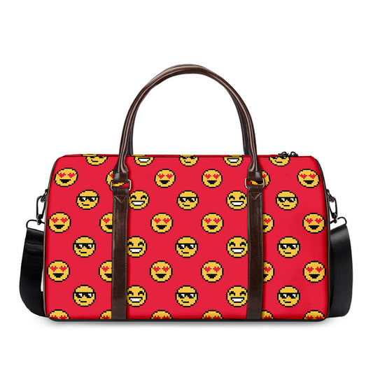 8-Bit Emoji Pattern Print Duffle Bag