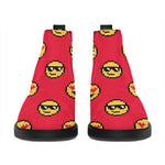 8-Bit Emoji Pattern Print Flat Ankle Boots