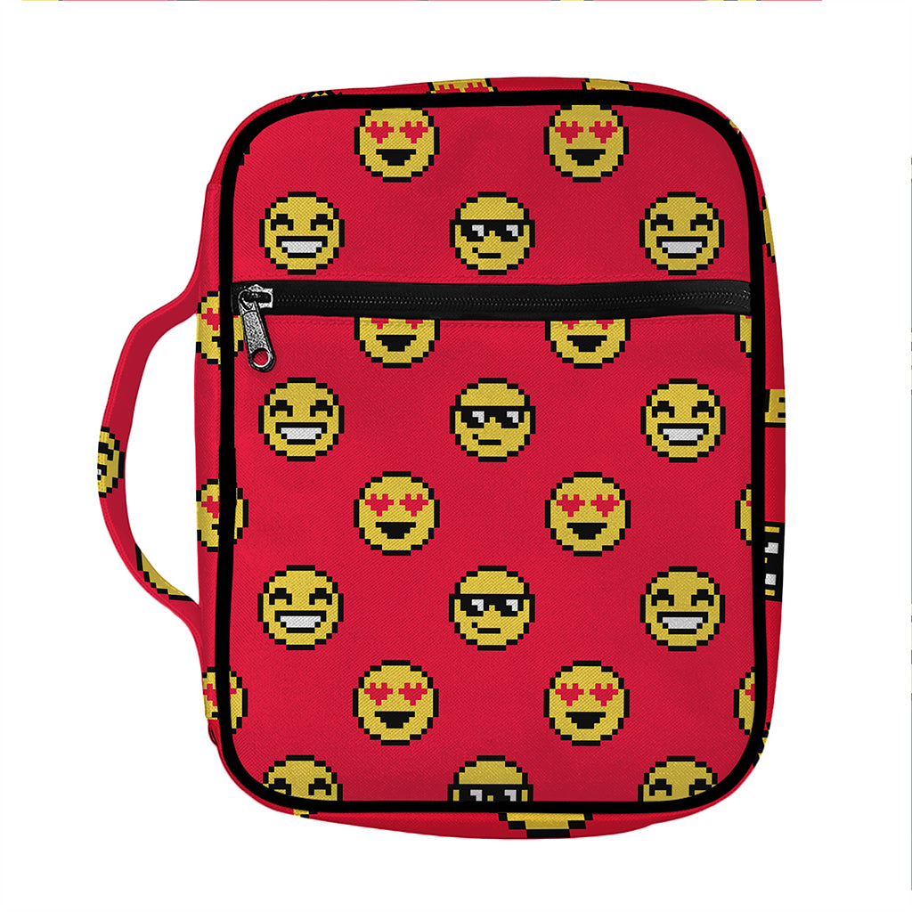 8-Bit Emoji Pattern Print Front Pocket Bible Bag